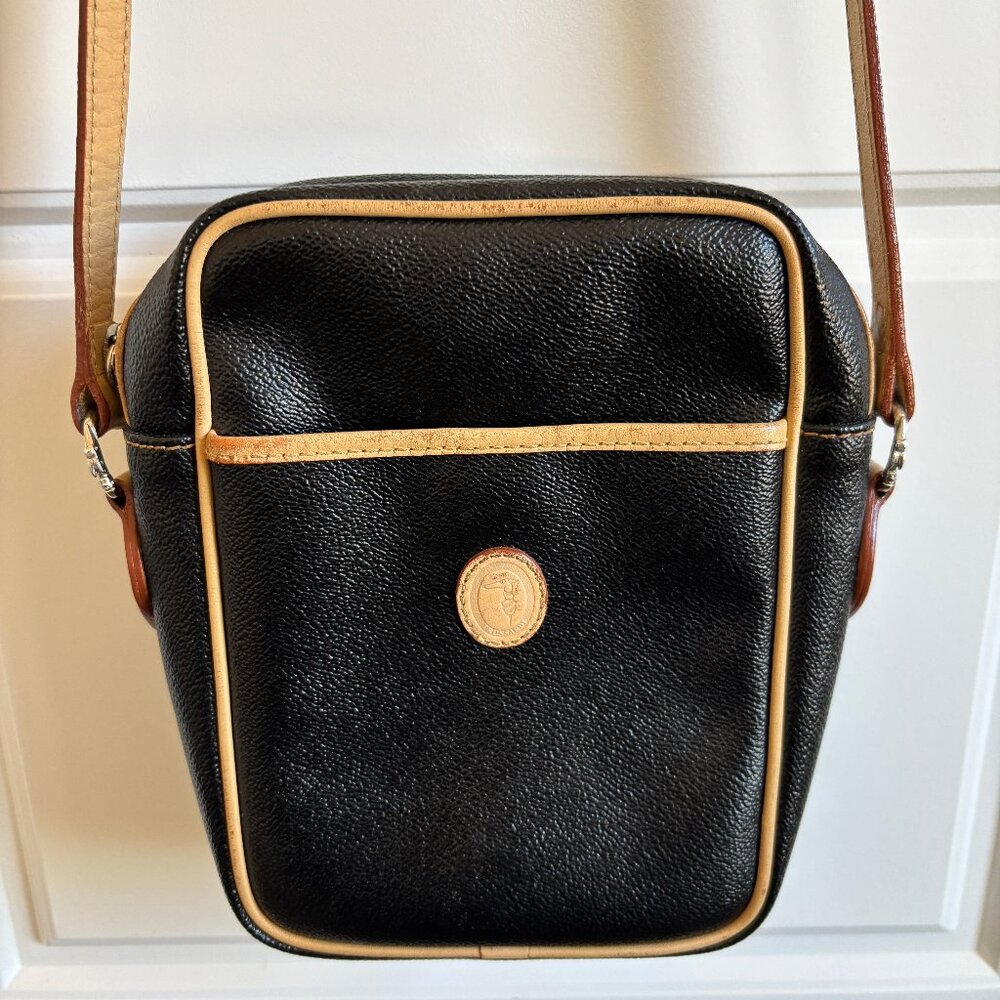 Trussardi zip-top cross-body bag in Black and tan